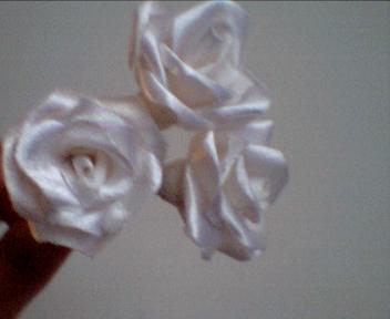 white min satin roses