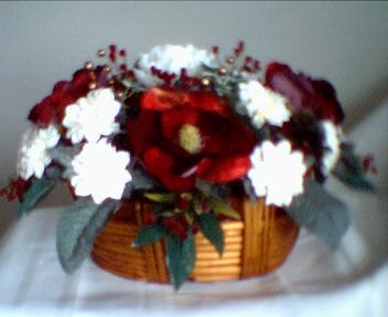 Red & White Mums Coffee Table Arrangement